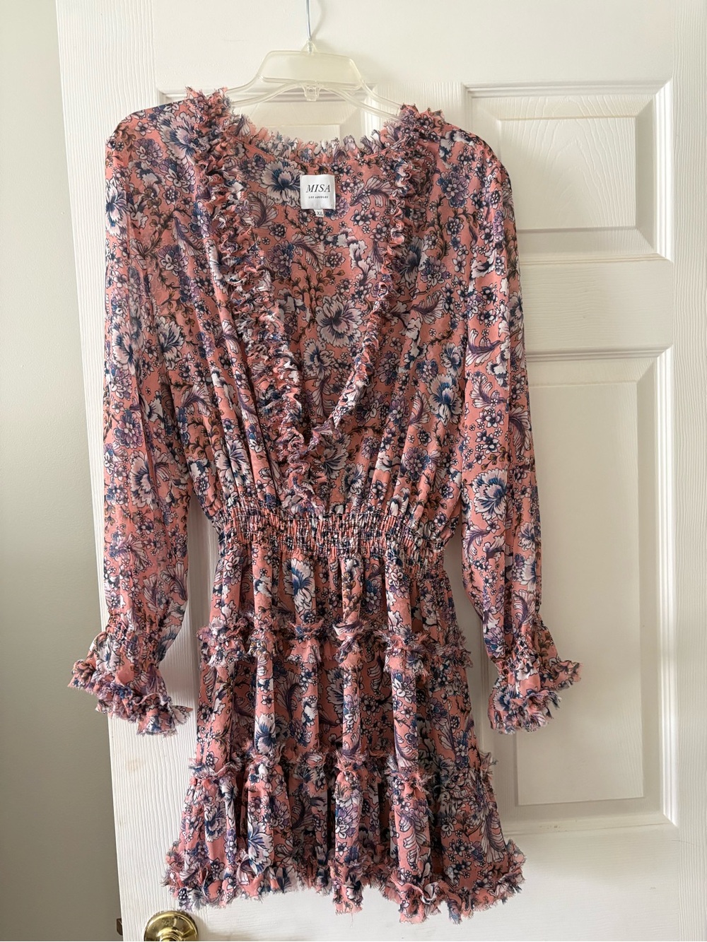 Misa Los Angeles Pink Floral Ruffle Mini Dress